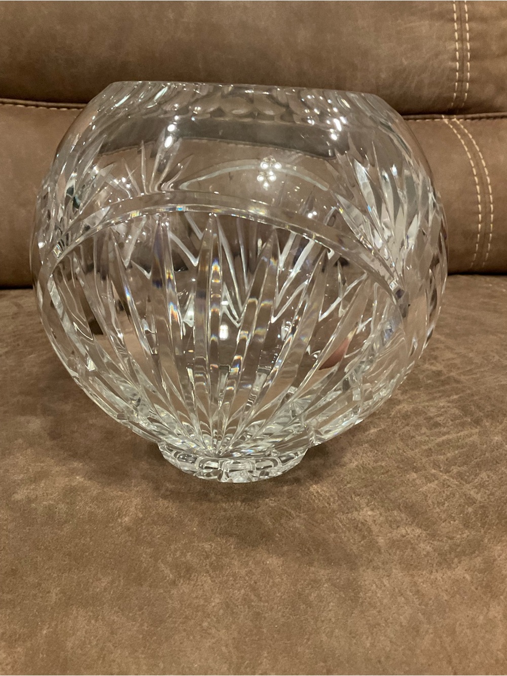 Crystal Globe Bowl with Brass Winged Stand - Picture 6 of 11